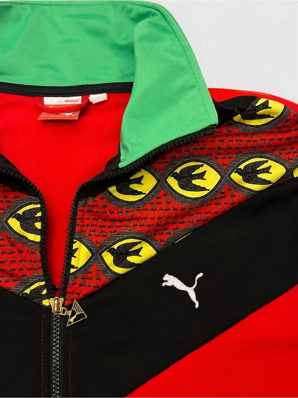 Puma Red and Green Colorblock Bomber Jacket